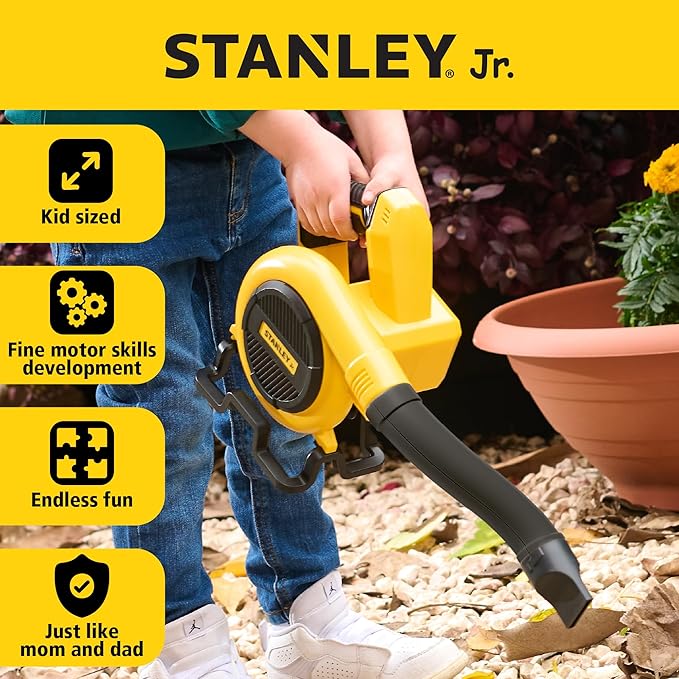 Stanley Jr Kids Leaf Blower - Battery Operated Toy Leaf Blower for Kids - Fun Pretend Play Tool for Outdoor Adventures - Safe and Realistic Design for Little Gardeners. Ages 3+