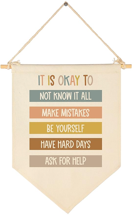It Is Okay-Classroom Decor-Classroom Poster-Playroom Art-Child Art-Teacher Present-Canvas Hanging Pennant Flag Banner Wall Sign Decor Gift