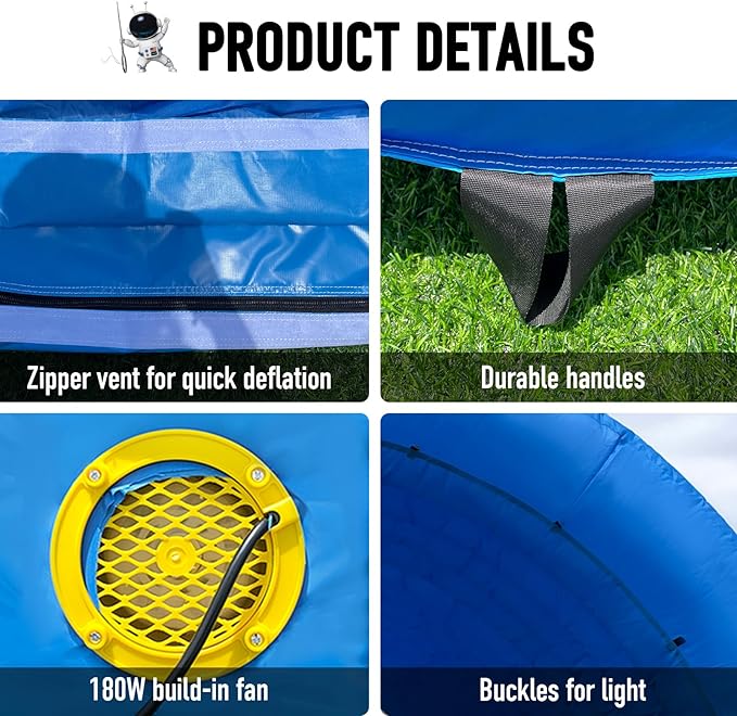 Inflatable Sports Tunnel Entrance with Built-in Blower – Advertising & Event Archway for Exhibitions, Shops, Supermarkets & Schools (Blue, 16x10x10Ft)