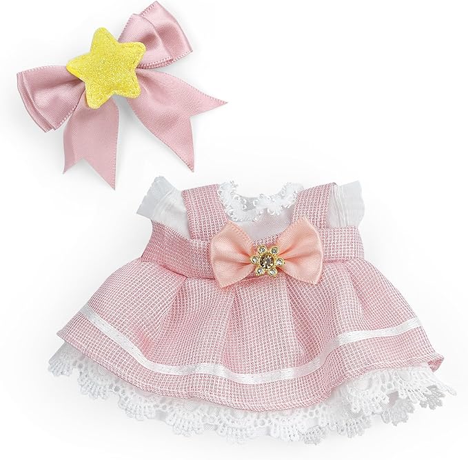 17cm Doll Clothes Set-Adorable Outfits for Dolls-Stylish Accessaries Clothes Dress-Up-Replaceable Clothing Collections, Includes Hat, Top, Skirt(Pink-Style A)