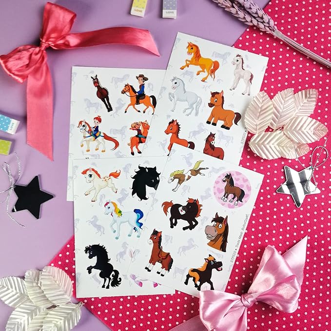 BulbaCraft 100Pcs Horse Stickers, Vinyl Horse Decals for Girls, Pony Party Favors, Gifts for Women & Men