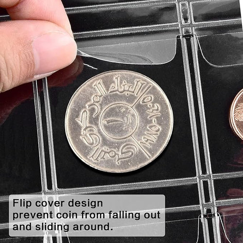12 Sheets Coin Collection Pages, Pocket Page with 360 Pockets, Coin Binder Inserts Sleeves with Standard 9 Hole for Coin Album. Storage Holder for Currency, Stamp and Other Supplies (30 Pockets)