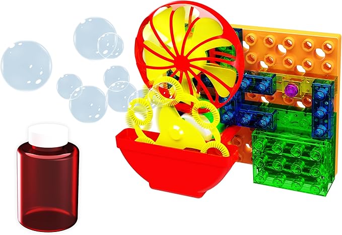 E-BLOX Building Blocks STEM Circuit Kit, Build Your Own Bubble Machine, Bubble Solution Included, Great Science Project for Little Ones, Birthday Gift, Boys, Girls, 5+
