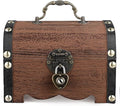 TOYANDONA Wooden Piggy Bank - Wood Treasure Chest with Lock and Key - Small Wooden Box Vintage Coin Bank Money Saving Box for Home Decor