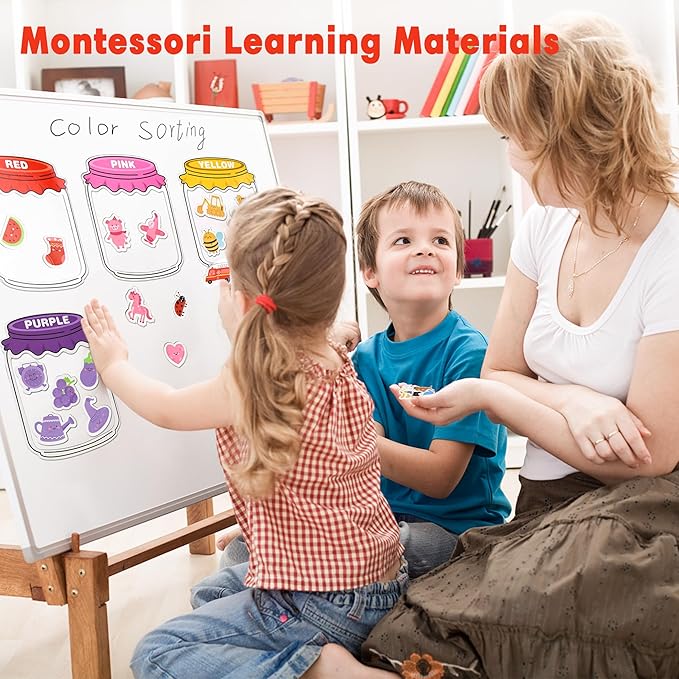 Magnetic Color Sorting Set for Fridge Toddlers 2 3 4 5 Montessori Color Learning for Whiteboard Basic Vocabulary Learning Kitchen Toys Kids pre-k Homeschool Classroom Must Haves