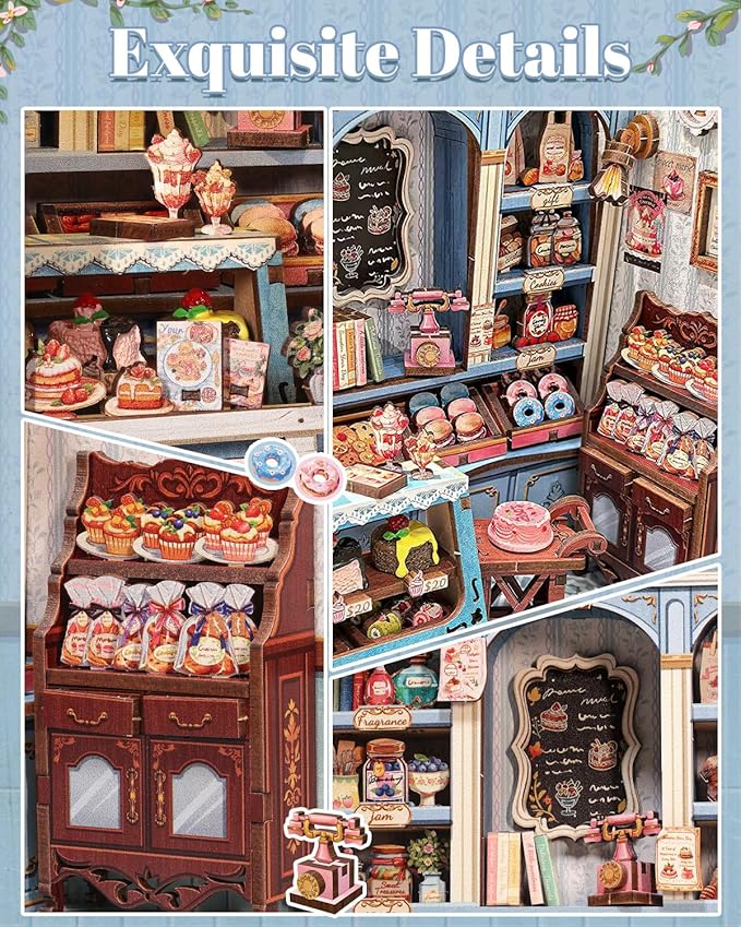 Book Nook Kit, DIY Miniature House Kits for Adult and Teens, Dollhouse Tiny Booknook Garden House Bookshelf, DIY Craft Gifts for Family and Friends (Sweet Marie)