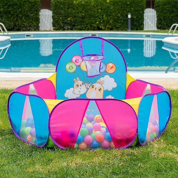 Ball Pool for Toddlers | Kids Ball Pit | Ball Pit for Babies | Piscina de Pelotas para Bebes |Playpen with Basketball Hoop and Zipper Storage Bag, 4 Ft/120CM E : Balls NOT Included