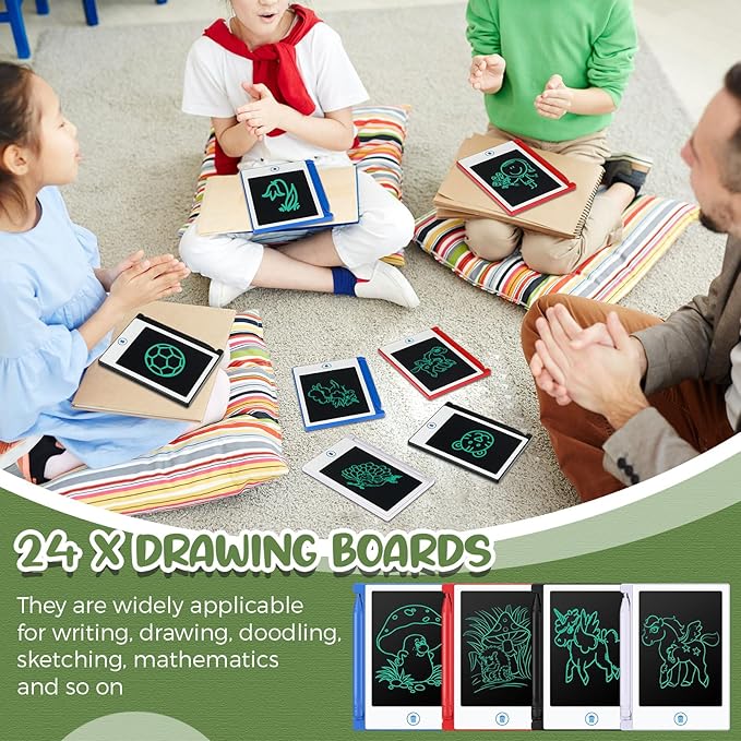 Zhehao 24 Pieces LCD Writing Tablet Bulk Kids Mini Drawing Pad 4.5 Inch Electronic Doodle Board Kids Party Favor Classroom Gift(White)