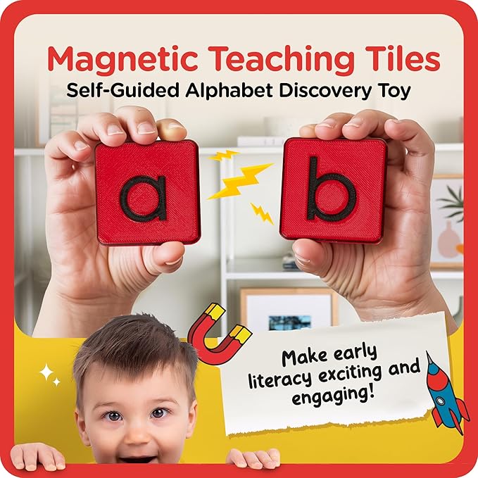 Learn Your Lowercase! Self-Correcting Magnetic Alphabet Lowercase Letters – Helps Young Learners Learn The Basics and More – Educational Toy Set of Magnetic Letters for Early Learning