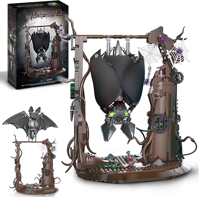 Halloween Bat Building Block Sets for Adults, Compatible with Lego, 839PCS Bat Model Toy Home and Office Decor, Collextible for Teens Boys 8+