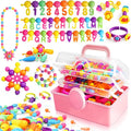FUNZBO 850pcs Pop Beads - Jewelry Making Kit for 3 4 5 6 7 8 Year Old Little Girls, Arts and Crafts Toys for Kids, Necklace Bracelet Ring Hairband Creativity Snap Set Holidays Birthday Gifts