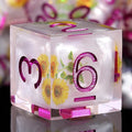 Resin Dice Set DND,DNDND Handmade Resin Sharp Edge Die with Gift Case for D&D Dungeons and Dragon Games (Flowers and Butterflies)