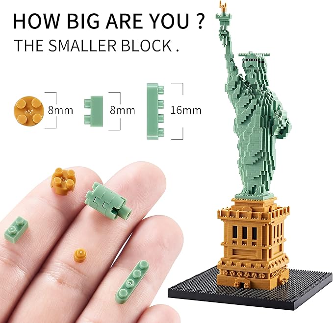 YaJie Statue of Liberty Mini Blocks Set (2810 PCS), Educational Architecture Model Kit for Teens & Adults, Creative DIY Landmark Building Toy, Ages 14+