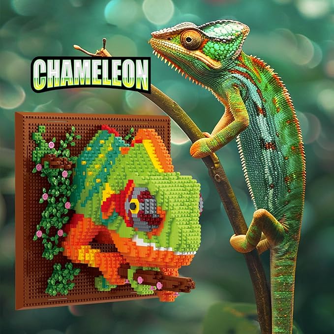 Chameleon Micro Mini Building Block Sets for Adults, No Compatible with Lego, 3D Animals Wall Art Kits for Home Wall Decor & Table Display, Creative Toy Gifts for Kids Teens Boys Girls (2688 PCS)