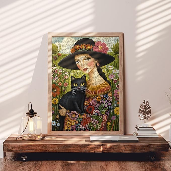 Retro Women Jigsaw Puzzles 1000 Piece Bohemian Jigsaw Puzzles for Adults Abstract Girl Puzzle-Challenging Puzzle Perfect for Game Gifts DIY Home Wall Decor Vintage Figure Art Puzzles
