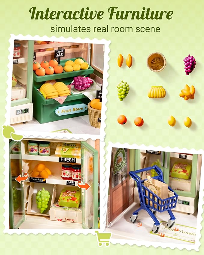 Rolife Super Creator Mini | DIY Miniature Plastic House Building Set Playset with Dustcover, Suitable for Mini Figures Construction Toys Diorama Gifts for Adults (Nature Energy Fruits)