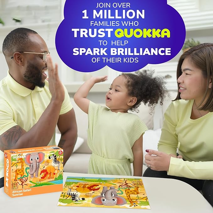 QUOKKA Puzzles for Kids Ages 3-5 - 30 Pieces Puzzles for Toddlers 2-4 - Africa Animals Learning Jigsaw Puzzles for Kids 4-6 Years Old - Educational Toys for Boy and Girl