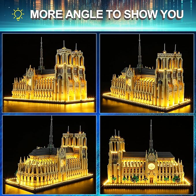 LED Light Kit for Lego 21061 Notre Dame Cathedral Set, Compatible with Lego 21061 Building Blocks Model(Not Include Blocks Set)