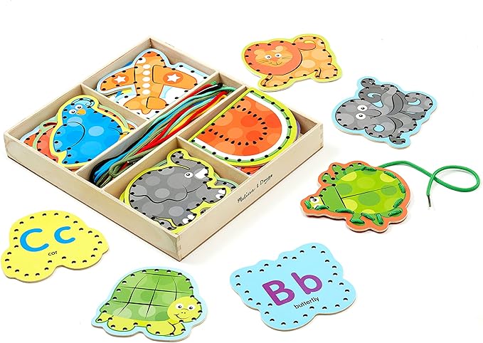 Melissa & Doug Alphabet Wooden Lacing Cards With Double-Sided Panels and Matching Laces