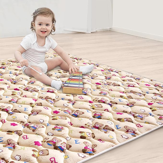 High-Density Foam Baby Play Mat, 36x36 Inches Thicken One-Piece Comfortable and Soft Playmat, Non Slip Machine Washable Floor Mat for Infants, Tapete para Bebes,Toddlers