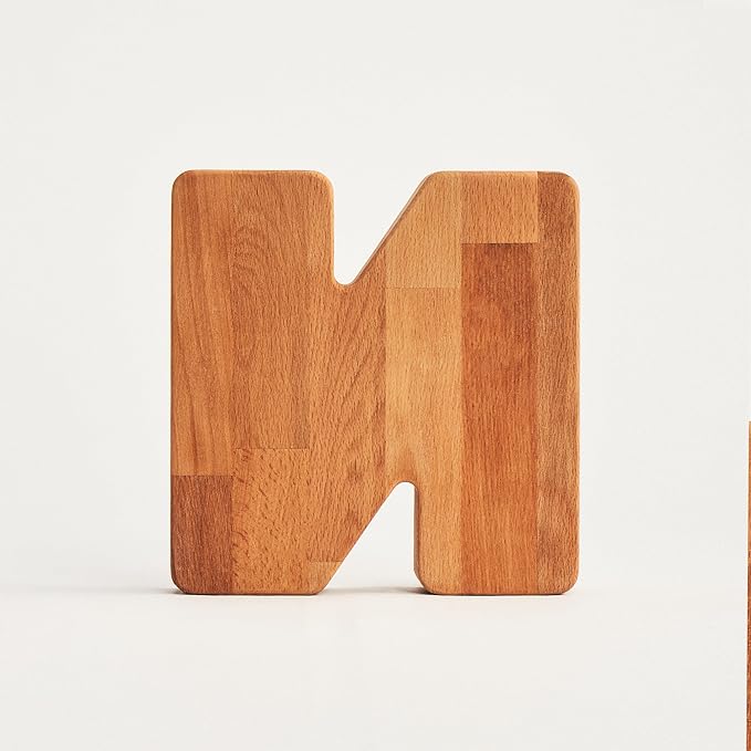 Personalized Wooden Piggy Bank – Custom Letter N Coin Bank in Beech Wood with Clear Acrylic Front, Engraved Name Option, Money Saving Box for Kids and Adults