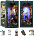 Book Nook Kit - DIY Enchanted Cottage Miniature House for Adults & Teens, 3D Wooden Puzzle Booknook with LED Lights, Bookshelf Insert Decor & Creative Model Building（Riddle On The Sea Floor）
