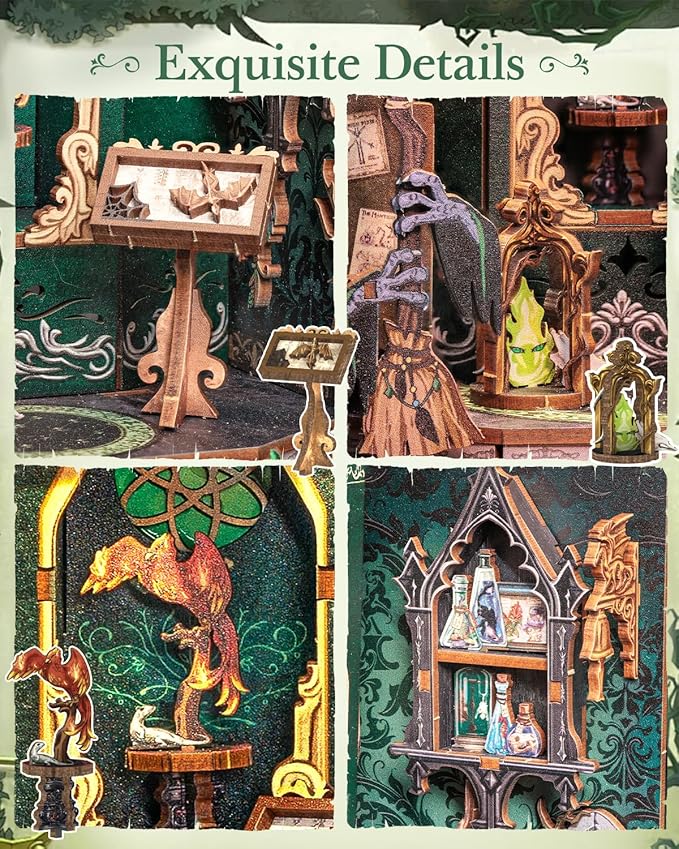 CUTEBEE Book Nook Kit, DIY Miniature House Kits for Adult and Teens, Dollhouse Mini Booknook Magic House Bookshelf, DIY Craft Gifts for Family and Friends（The Darkness Herbarium）