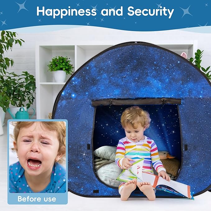 OUTREE Sensory Tent 47 * 47 * 47 in, Starry Night Print, Sensory Tent for Kids with Autism, pop up Play Room