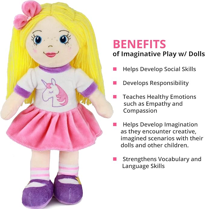 Playtime by Eimmie 14” Soft Baby Doll - Plush Rag Dolls for 2 Year Old Girls & Boys, Toddler & Infants - Washable & Sensory Fabric Body - 3pc Set