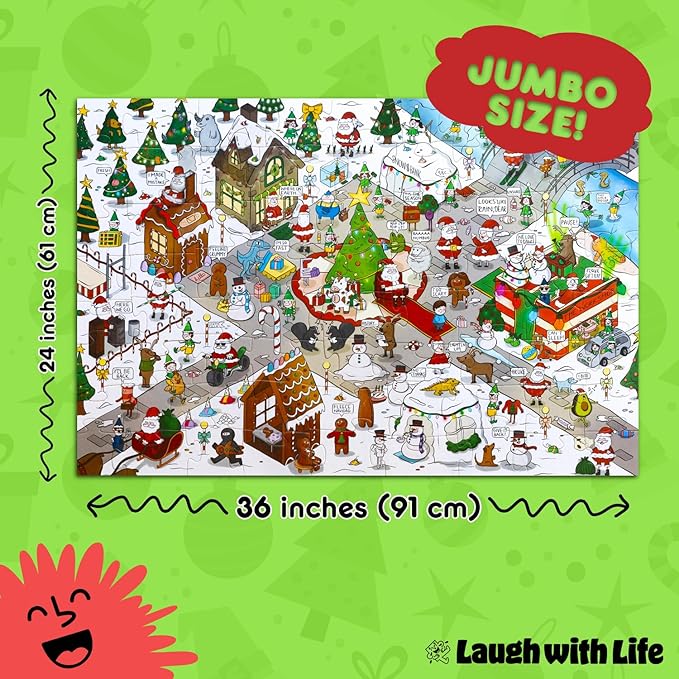 Christmas Joke Puzzle – 72pcs Christmas-Themed Kids Jigsaw Puzzle for Adults, Extra Large Floor Puzzles for Kids Ages 5+, Fun Adult Puzzles & Toddler Educational Toys (24" x 36")