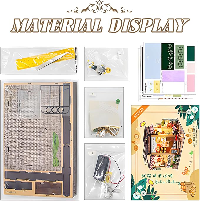 Fsolis DIY Miniature House Kit - 3D Wood Puzzles Craft Kit for Adults Tiny House Building Kit Mini Home Diorama Kit with Furniture Gifts for Women Teenagers (Julia Bakery)
