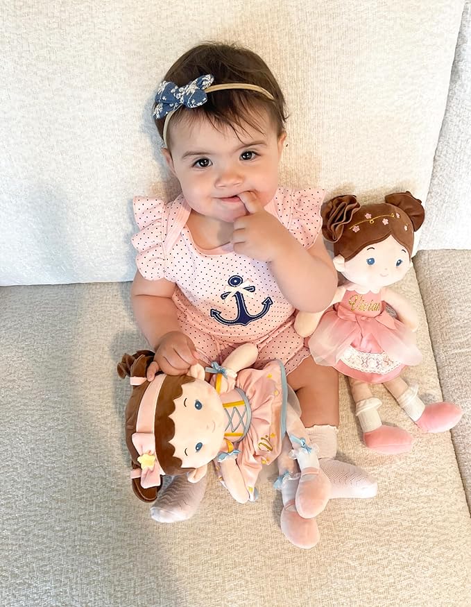LeyaDoll Personalized Soft Baby Doll Toys (16''), My First Baby Rag Doll for 1 Year-Old Girl Birthday Gift, Christmas Plush Toys Gift for Toddler Kids Infants-Daydream-Princess Twinkle