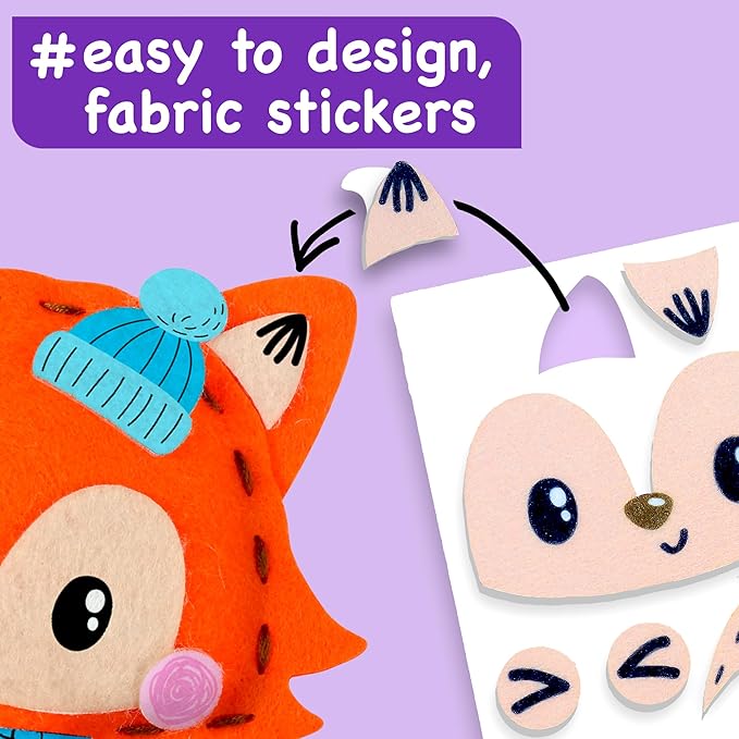 EZCRA Unicorn Sewing Kit for Kids - 8-in-1 Kids Sewing Kit - Easy to Do Craft Kits for Ages 4-8 - Sewing Crafts - Extra Felt Stickers for Decoration - No Mess with Full Instructions