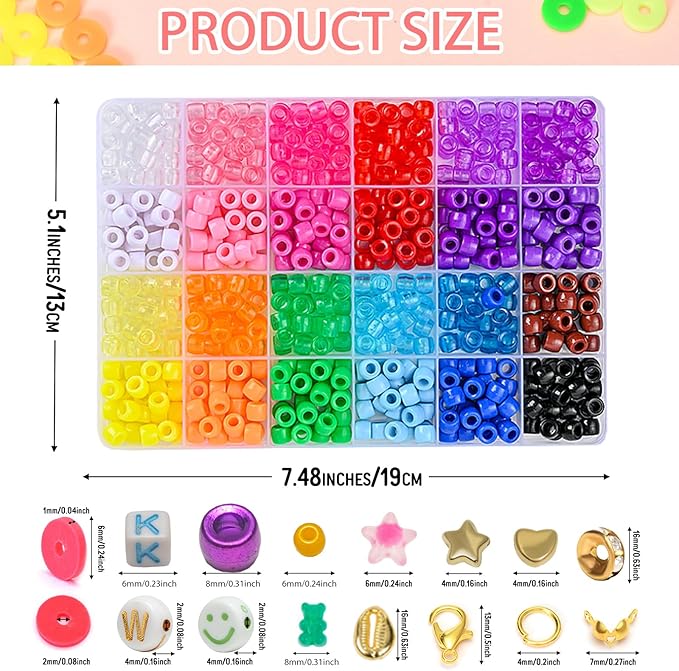 SJZWSD Friendship Bracelet Making Kit– 6 Boxes of Pony, Seed, Clay & Letter Beads, UV Glow in The Dark Beads, Tools & Charms – Jewelry Craft Kit for Kids & Adults