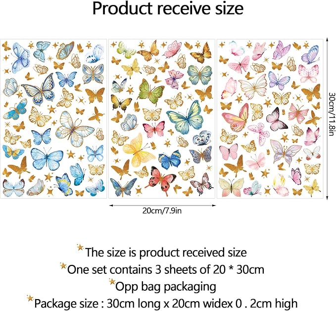 Glow in The Dark Wall Decals - Luminous Butterfly Stickers, Colorful Removable Self-Adhesive Decals for Girls Bedroom, Kids Baby Nursery, Living Room Decoration
