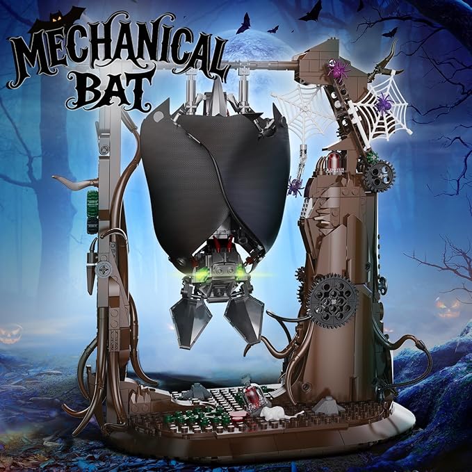 Halloween Bat Building Block Sets for Adults, Compatible with Lego, 839PCS Bat Model Toy Home and Office Decor, Collextible for Teens Boys 8+