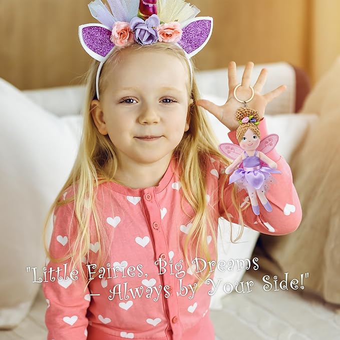 June Garden 7" Enchanted Garden Fairy Doll Nixie - Plush Soft Keychain - Bag Charm Gift for Girls - Green