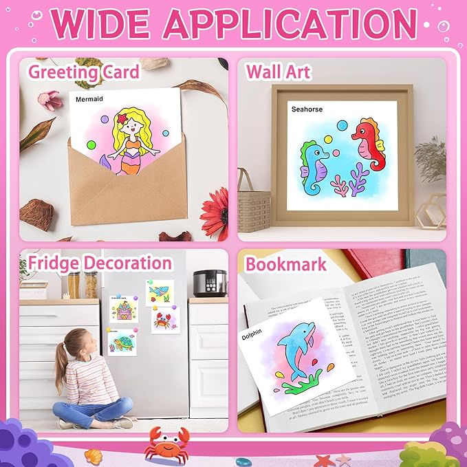 Paint with Water Coloring Books for Toddlers,Mess Free Watercolor Painting Sets for Kids,Water Color Paint Kit,Art Craft Birthday Gift for Ages 1-3, 4-8(Sea World)