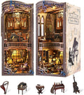 fifijoy Book Nooks, DIY Miniature Book Nook Kit Music, 3D Wooden Puzzle Bookends for Bookshelf Insert Decor with Led Light for Teens and Adults (Timeless Melody)
