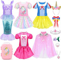 15 Pcs Princess Dress Up Clothes for Little Girl Set, Princess Pretent Play Outfit Toys for Toddler Girls, Cosplay Birthday Party Gifts for Girls Age 3 4 5 6 7 8+ Year Old