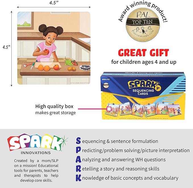 SPARK INNOVATIONS Sequencing Cards for Storytelling and Picture Interpretation Speech Therapy Game, Special Education Materials, Problem Solving, Autism Materials, Social Emotional Learning (Classic)