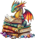 Wooden Puzzles for Adults - Reading Dragon Wood Puzzles Adult - Unique Animal Shape Wooden Jigsaw Puzzles for Adults - Birthday Gifts for Puzzle Lovers, Family (11.4 * 11.4in)
