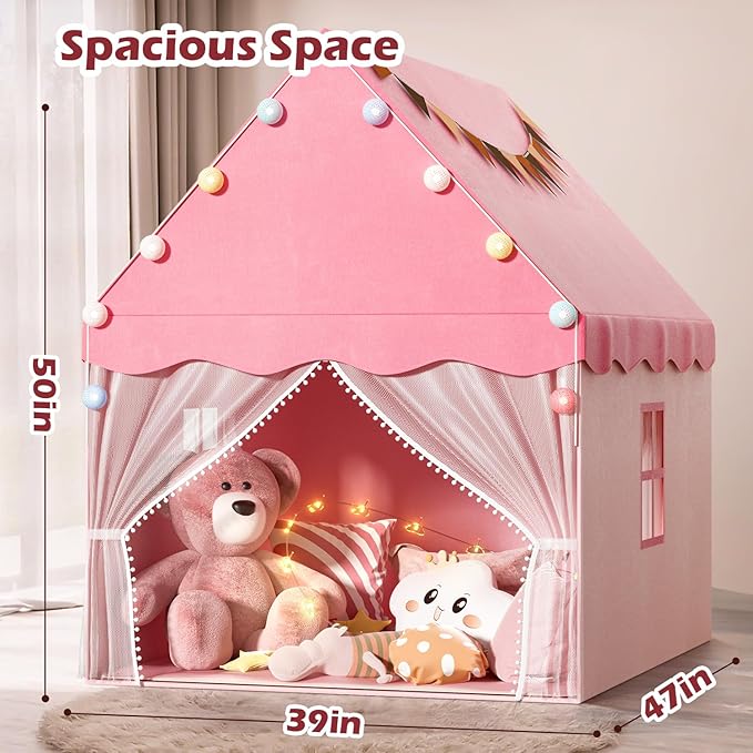 EagleStone Large Kids Play Tent with Star Light, Padded Mat,Toddler Tent Indoor,Playhouse for Toddlers, Boys, Girls, Indoor Bed Tent Gift Toy