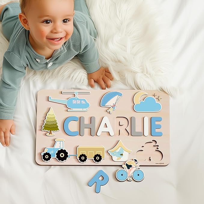 Busy Board, Name Puzzle for Toddlers, Personalized Gift, Gifts for 0 1 2 3 Years Old, Kid Gift, 1st, 0 3 6 9 12 18 24 36 Months