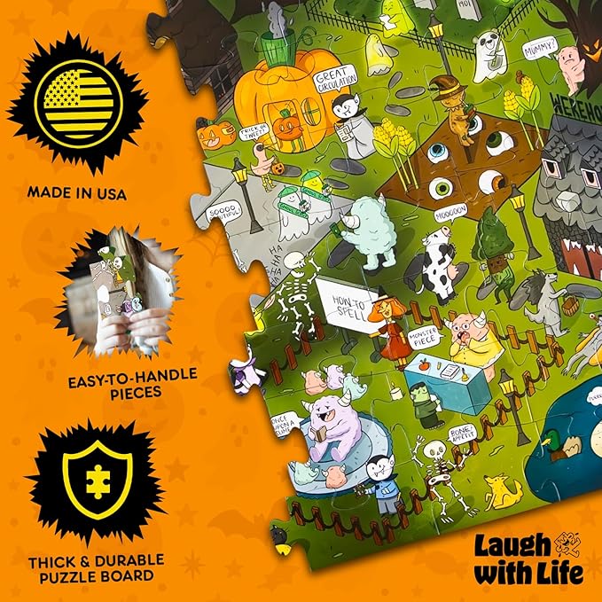Halloween Joke Puzzle – 72pcs Halloween-Themed Kids Jigsaw Puzzle for Adults, Extra Large Floor Puzzles for Kids Ages 5+, Fun Adult Puzzles & Toddler Educational Toys (24" x 36")