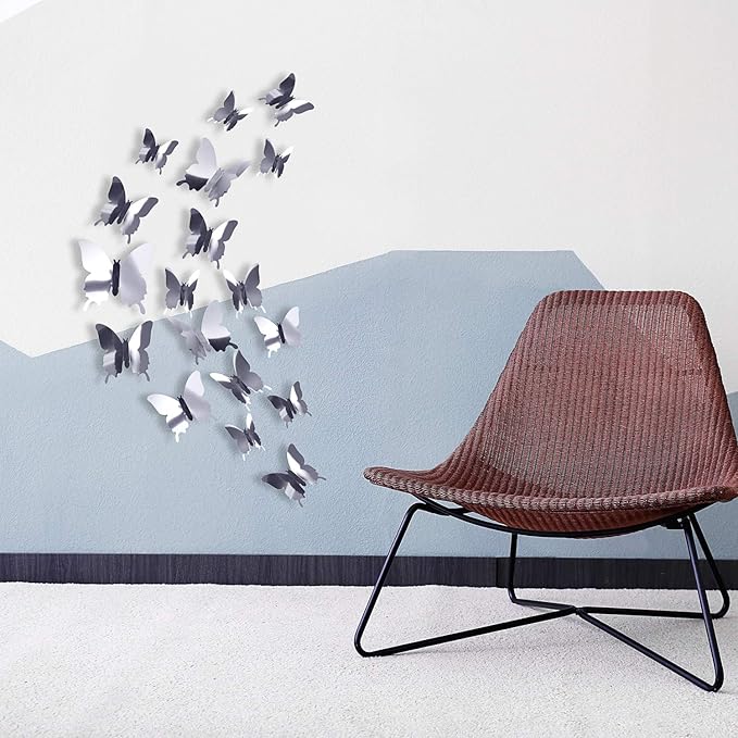 48 Pieces DIY Mirror Butterfly Combination 3D Butterfly Wall Stickers Decals Home Decoration