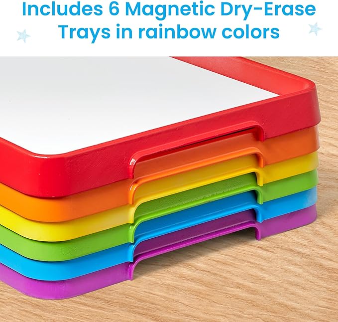 hand2mind Magnetic Dry Erase Activity Trays, Stackable Trays for Classroom, Magnetic Letter Trays, White Boards for Kids, Science of Reading Classroom Materials, Teacher Classroom Supplies