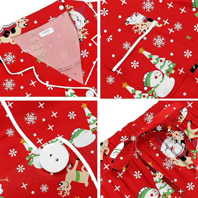 SWOMOG Womens Button Down Pajamas Set Short Sleeve Sleepwear Bride Soft Pj Lounge Sets XS-3XL