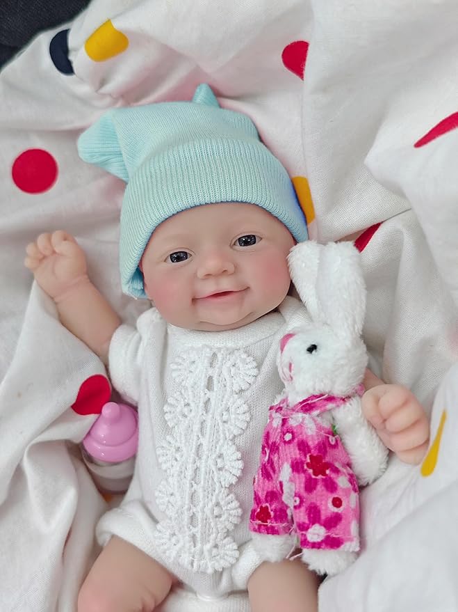 7 Inch Reborn Baby Doll,Silicone Doll Girl Leah, Mini Realistic Newborn Baby Dolls Silicone Full Body with Feeding Accessories&Gift Box