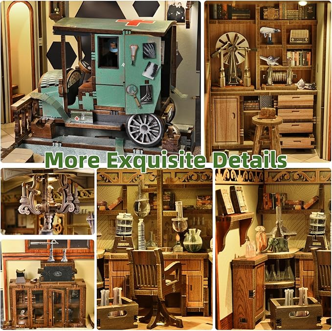 DIY Book Nook Kit, 3D Puzzles for Adults, Miniature Dollhouse Booknook Kit with LED Light, Gifts for Book Lovers (The Radium Lady)